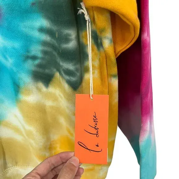La Detresse Revolve Womens Tropical Pullover Tie Dye Fleece Sweatshirt Medium M - Picture 6 of 11
